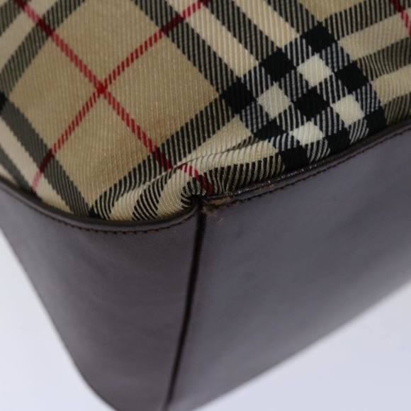 BURBERRY Nova Check Blue Label Hand Bag Canvas Beige Auth bs13348 - Picture 16 of 16